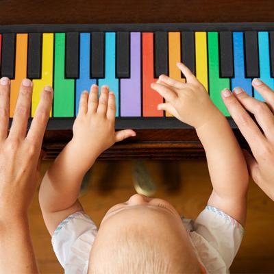 China Silisone 37 Piano Toy iWord Piano Keyboard Musical Keys Roll Up Piano Grand Piano with Seven Color Keyboard for sale