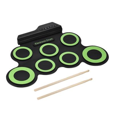 China Professional digital portable electronic drum surface drum pads silicone 7 hand roll double speaker good for sale