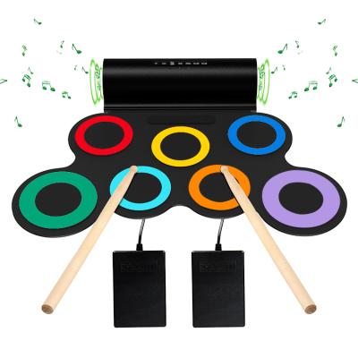 China Electronic MIDI Drum Digital Drum Unit Pads Small Flexible Rolling Percussion Jack Cable Drum Microphone Pads Silicone for sale