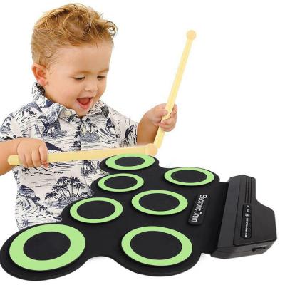 China Mini Musical Instrument USB MIDI Cheap Digital Drum Kit Roll Up Drum Kit Drum Silicone Foldable Study Set for sale