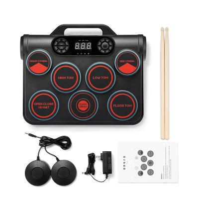 China Educational Toy iWord Digital Record Function with Sticks and Switch Pedal Roll Up Drum Pad Kit Silicon Foldable Drum Digital Drum Pad Kit for sale