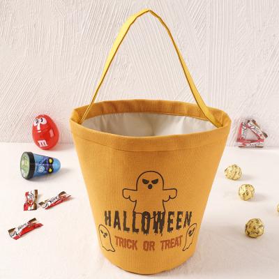 China Reusable Cotton Tote Trick Eco-Friendly/Reusable Halloween Bucket or Treat Candy Bucket Snack Gift Bag for sale