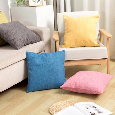 China Colorful Therapy Solid Color Wicking Linen Fabric Sofa Pillowcase Cushion Cover for sale