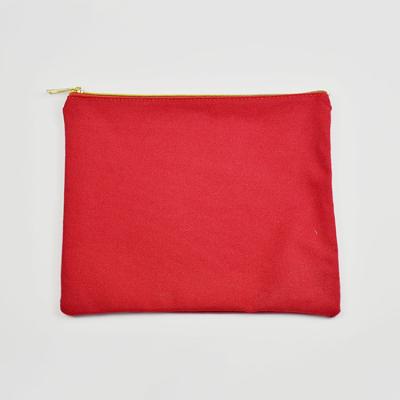 China Wholesale Eco Colors 12oz Red Colors 12oz Low Delivery Low MOQ 26x22cm Canvas Zipper Pouch Canvas Makeup Bag Quick Friendy Cosmetic Makeup Bag for sale