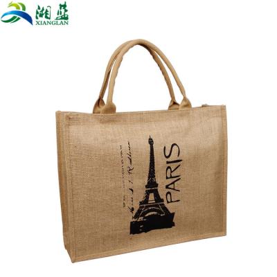 China Wholesale Reusable Jute Sack Custom Printed Logo Reusable Jute Foldable Shopping Tote Bag For Adverts for sale