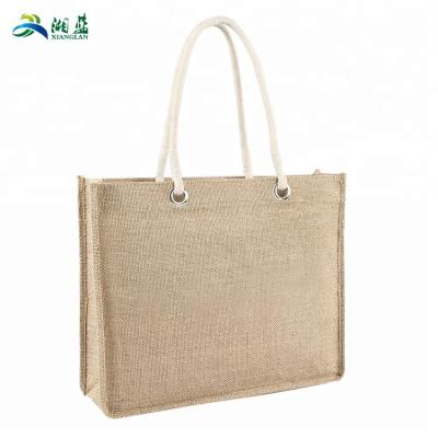 China Eco friendy wholesale hot sale custom made jute shopping tote bag biodegradable jute bags for sale