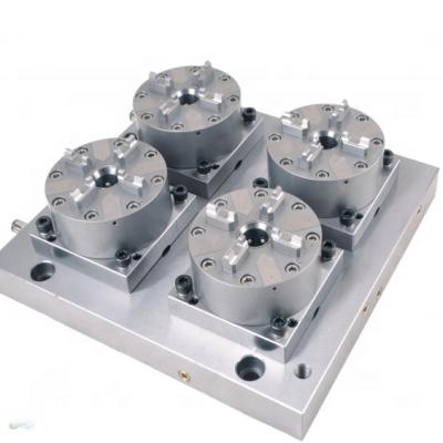 China For CNC Machining Center Accuracy 0.002 Mm , 4 Center Pneumatic Chuck With Base Plate HE-C06437 for sale