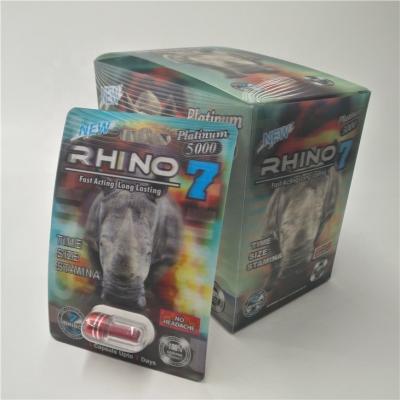 China 3d rhinoceros pills card capsule package 00 man pill cbd capsule moisture proof paper box for sale