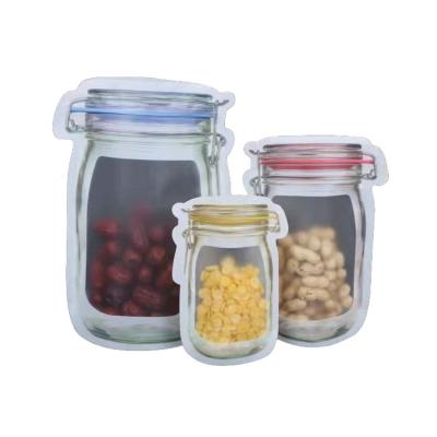 China Safety Custom Printed Mason Jar Packaging Bags Transparent Smell Proof Special Shaped Backing Up Pouch Ziplock Plastic Bag for sale