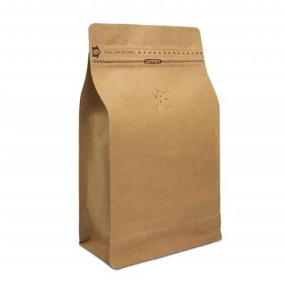 China OEM High Quality Custom Paper Bags Security Kraft Stand Up Pouch Zipper Flat Bottom Coffee Bag With Valve for sale