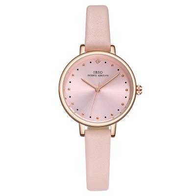 China Luxury IBSO Water Resistant Genuine Leather Strap Luxury Watch Women Wrist for sale