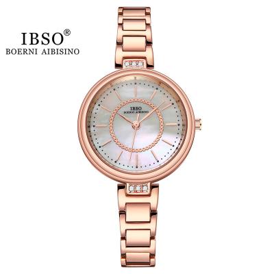 China Water Resistant IBSO Pearl Dial Watches Luxury Custom Women Wrist Stainless Steel Strap Other Quartz Watches 9138 for sale