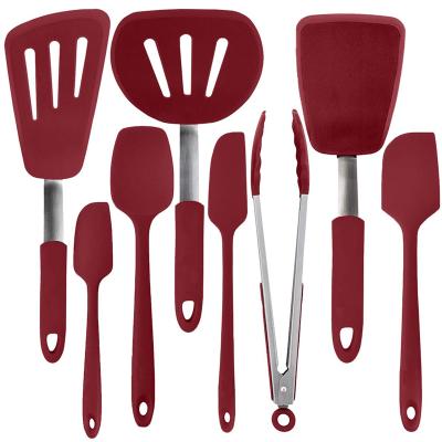 China C0526 Durable Flexible Rubber Black 8-Piece Silicone Spatula Turner Set for sale