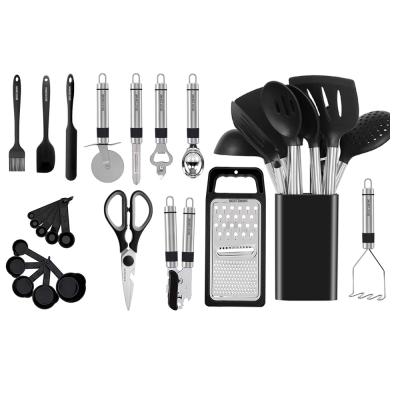 China Sustainable 33 Piece Stainless Steel Silicone Utensil Set for sale