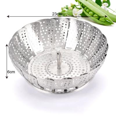 China Sustainable Top Selling Adjustable Stainless Steel Food Steamer Basket Household Kitchen Vegetable Utensil for sale