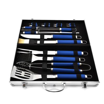 China Easily Cleaned 18 Piece GRILL Grill Tool Kit With Soft Liner Handle Grilling Tools Grill Accessories Kitchen Set for sale