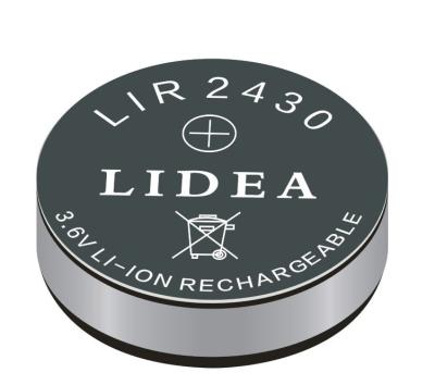 China Toys 3.6 Volt Battery LIR2430 LIR2450 Button Coin Cell Batteries for sale