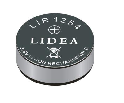 China Toys LIR1254 55mAh Button Battery LIR1254 3.6V 55mAh Rechargeable Li-ion Battery For TWS for sale