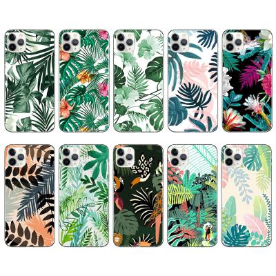 China Hand Painted High Artwork Green Leaf Protective Mobile Phone Case For iphone12 Cover Device XR Soft Shell 7G/11 Painted Shell for sale