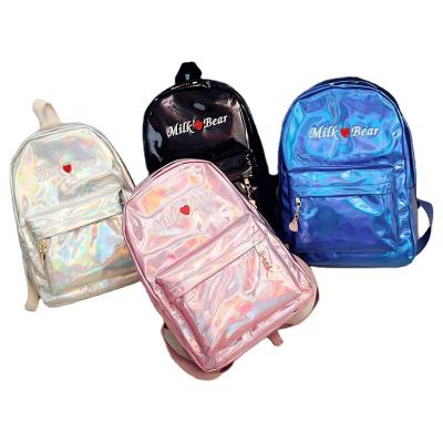 China Girls Waterproof Waterproof Backpack Backpacks Awesome Glossy School Bags PVC For Teenager Girls Custom Polyester DAY Rucksack Unisex Letter for sale