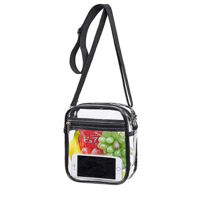 China 2021 Portable Clear PVC Bag NFL Stadium Approved PVC Cross - Body Messenger Bag Clear Purse Transparent Shoulder Sling Bag for sale