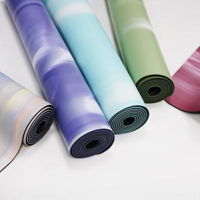 China Non-slip Contrast Color PU Natural Rubber PU Leather Yoga Mat for sale