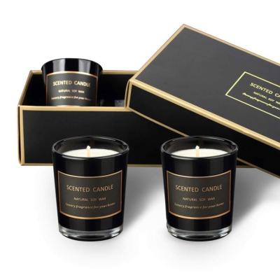 China Cafthings Scented Scented Candles Gift Set 3 Pack - Premium Natural Matte Black Candles Glass Soy Wax for sale