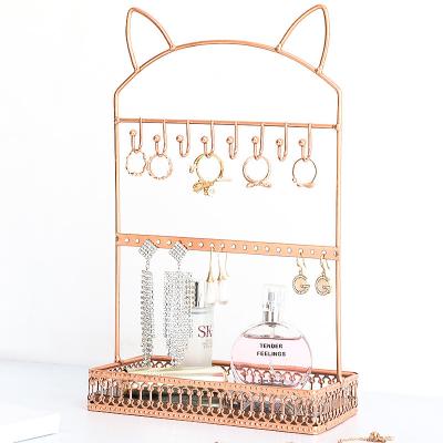 China Jewery Box Metal Necklace Jewelry Stand Jewelry Display Tree Stand With Jewelry Tray for sale