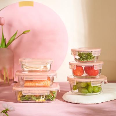 China Freshness Preservation Borosilicate Food Storage Kitchen Airtight Microwave Storage Container Glass Fresh Food for sale