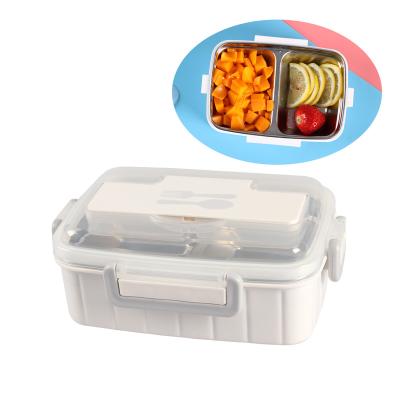 China Stackable Freshness Preservation Food Grade 450ml Stainless Steel Lunch Box With 2 Compartment for sale