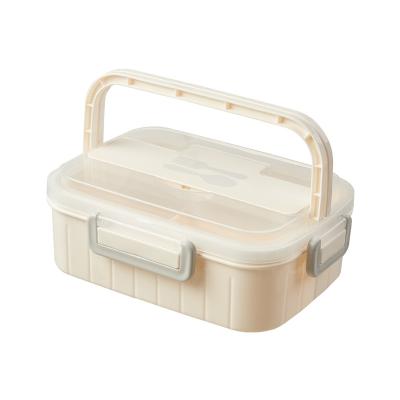 China Microwavable Customize Reusable Plastic 3 Compartment Kids Bowl With Handle Cutlery for sale