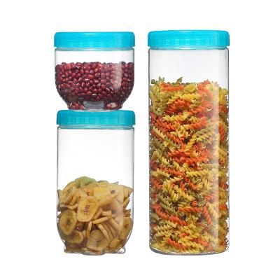 China Multifunctional Clear Sealing Pots Kitchen Containers Organizer Pot Storage Pasta Airtight Round Plastic Food Container With Lids for sale