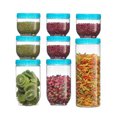 China Multifunctional Home Use Kitchen Storage Seal Plastic Lid Canisters Clear Plastic Jar Food Storage Container for sale