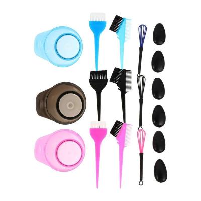 China Logo Salon Pink Customized Plastic Hair Tinting Kit Coloring Mixing Bowl Tinting Nylon Brush Comb Bowl Set Hair Color Tools for sale