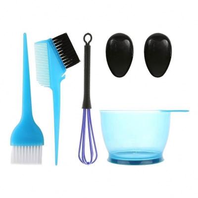 China Salon 6 Pcs Professional Salon Barber Plastic Hair Tint Brush Set Hair Coloring Tools Dyeing Comb Kit Mixing Bowl Brush Set for sale