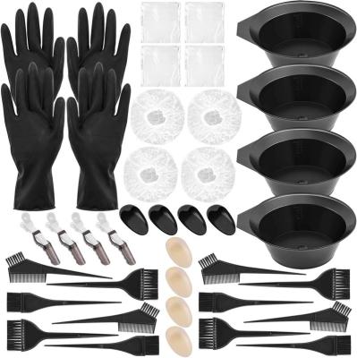 China Hair Color Mixing Bowl Barber Salon Tint Set Salon Wholesale 40 Pcs Hair Dye Brush Comb Hair Dye Brush Comb Black Set for sale