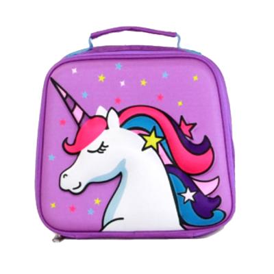 China Insulated Wholesale Stocked Goods On Sale Cute 10 Inch EVA Cartoon Unicorn Kids Purple Lunch Box Bag for sale