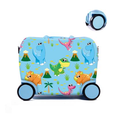 China Best quality ABS manufacturing cartoon ABS 4 wheels 3D hard shell carry on ride-on suitcase for kids for sale