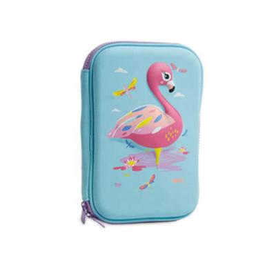 China Portable 3D Cardboard Custom Flamingo Printed EVA With PU Hard Cover Case Color Pencil Case for sale