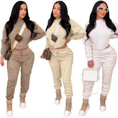 China Anti-Static Fashion Solid Color Suit Casual Soft Simple Thickened Two-Piece Set for sale