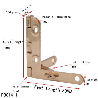 China Hot Sale Gold Color 31X33mm Metal Jewelry Box T Shape Quarter Circle Zero Hinge For Wooden Gift Box Accessories for sale