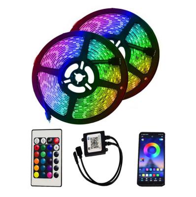 China Residential 5050 60LEDs/M Tooth WIFI Control LED Flexible Remote Blue Strip Light Decoration Backlight IR RGB for sale