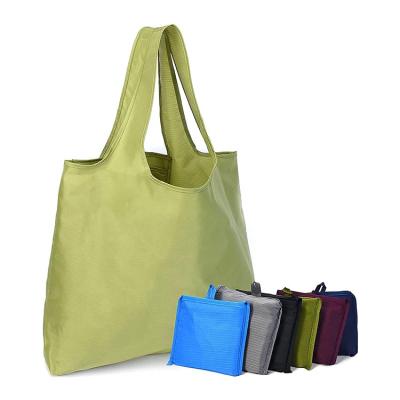 China Factory Custom Folding Reusable Polyester Shopping Bag Grocery Foldable Pocket Kitchen Tote Bags for sale