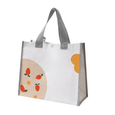 China Wholesale Flower Printed Rpet Handled Recycled Laminated PP Woven Shopping Bag With Strong Polyester Handles for sale