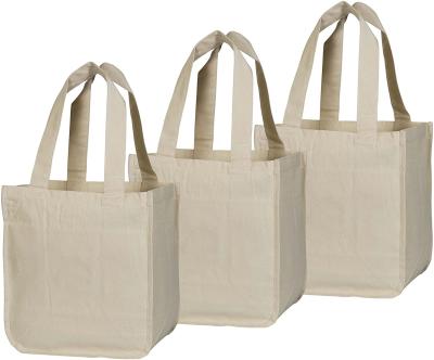 China Polychrome Cotton Handled Tote Bags Canvas Foldable Reusable Tote Shopping Bag Large Capacity White for sale