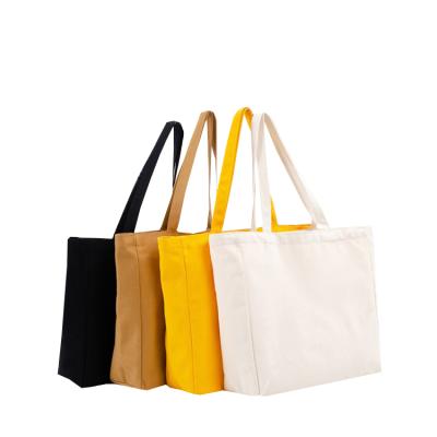 China Simple White Empty Canvas Handled Logo Cotton Tote Bag Cheap Reusable Shopping Bags Printing Custom Wholesale for sale