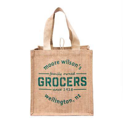 China Eco-Friendly Burlap Tote Bags with Laminated Cotton Interior and Soft Handle for Bridesmaid, Gift Bag, Shopping Grocery Bags for sale