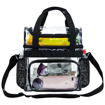 China PVC Waterproof Clear Stadium Tote Lunch Bag Approved Cross - Heavy Duty Body Bag Work Totes Pinch With Adjustable Shoulder Strap for sale