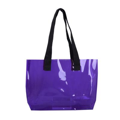 China Fashion Beach Bag Shopping Custom Large Waterproof PVC Colors Printed Logo Bags Plain Plastic Transparent Tote for sale