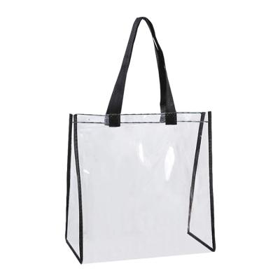 China Transparent Stage Wholesale Waterproof Custom PVC See Through Bags Clear Transparent Tote Shopping Bag Shoulder Handbag for sale